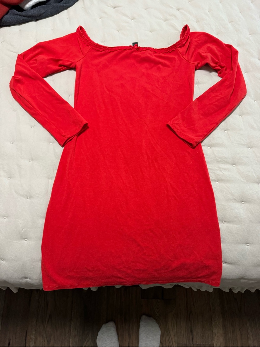 wild fable Red Long-Sleeve Scoop Neck Dress